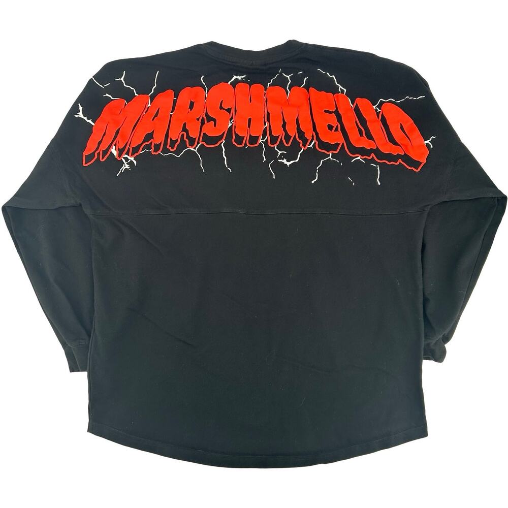 Men's Marshmello Lightning Puff Long Sleeve Shirt Spirit Jersey sz Med Black Red